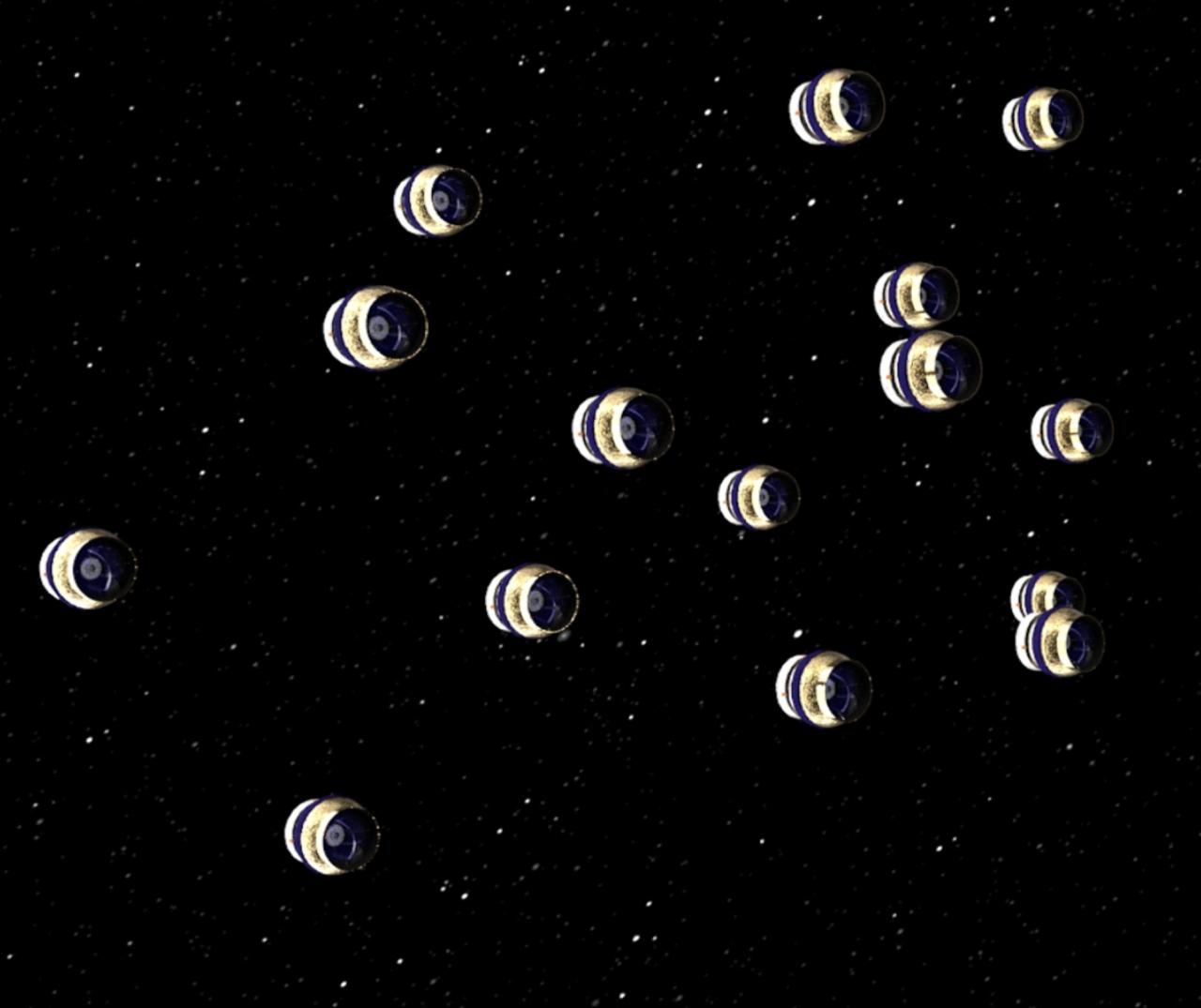 Concept rendering of the Nautilus Array constellation in space