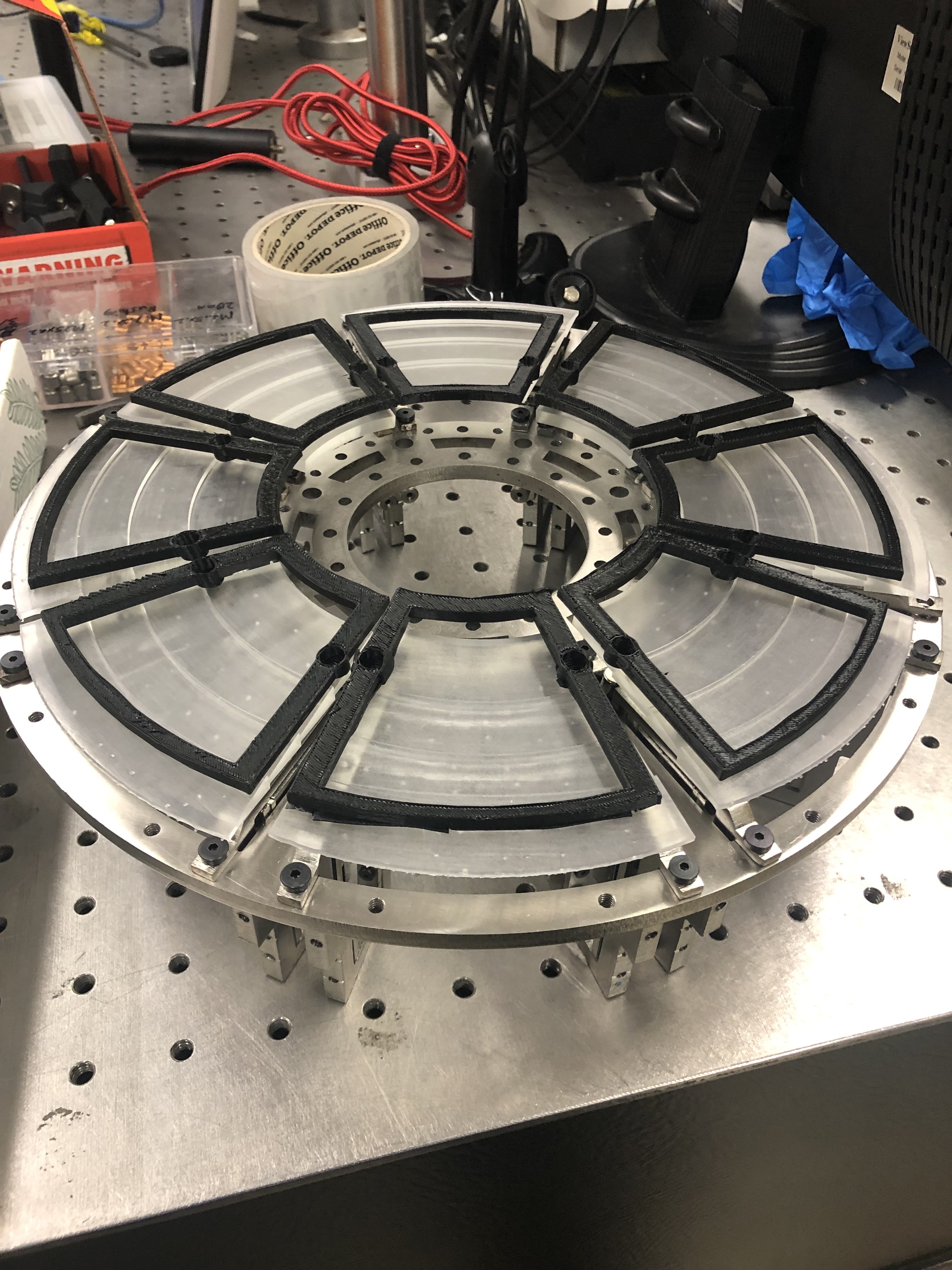 Full assembly with translucent MODE lens segments installed